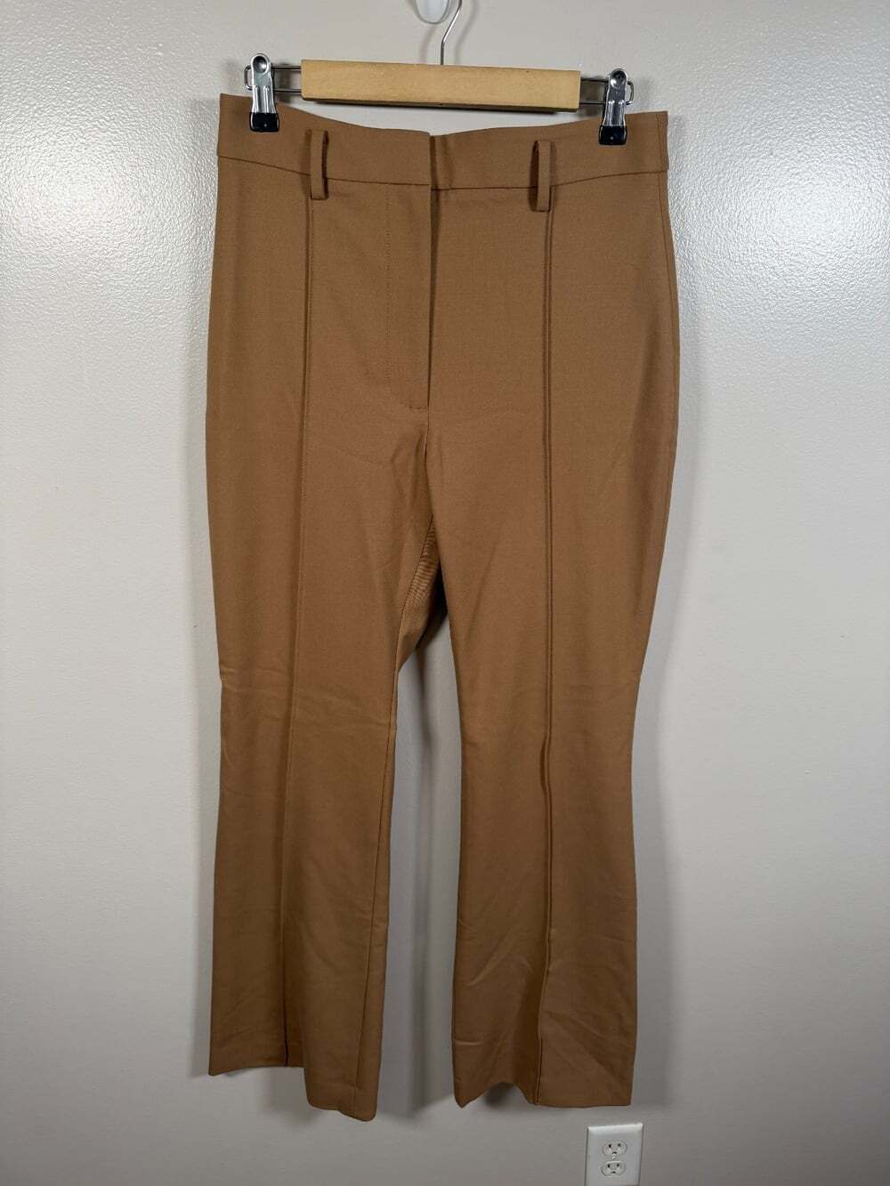 Banana Republic Wool Blend Flare Trousers Pants 6 Camel Brown Stitched Crease